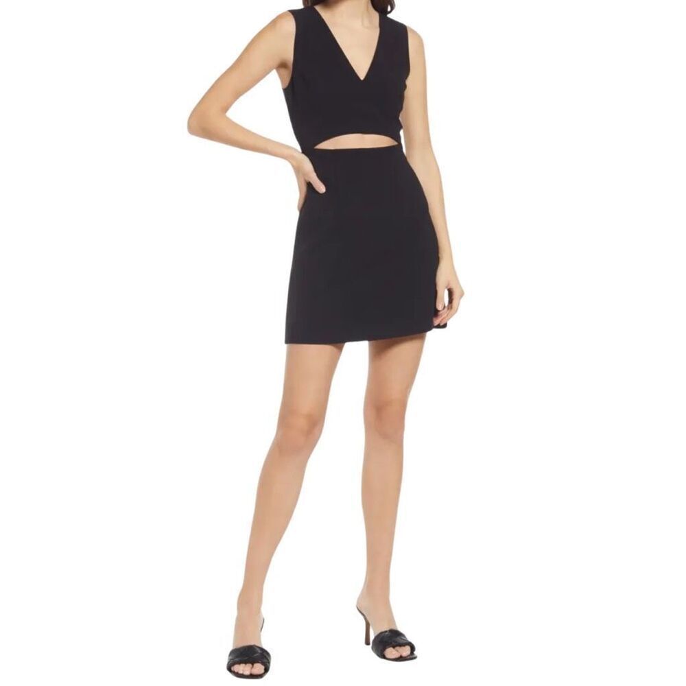 French Connection Whisper Cutout Dress 12 Black Mini Sexy Holiday Cocktail Party